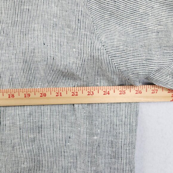 FLAX Jacket Womens Large Gray Jeanne Engelhart Linen Striped Button Front V Neck - Picture 5 of 11